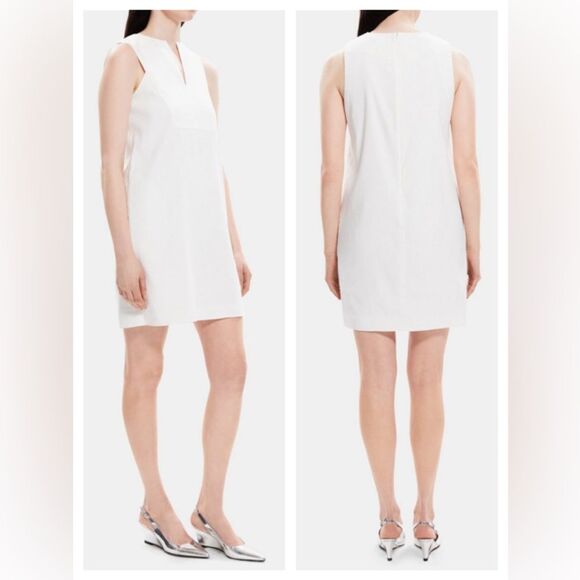 Theory Linen Blend Shift Women's Mini Dress Minimalist Beach Casual (Size 6) - Picture 1 of 13